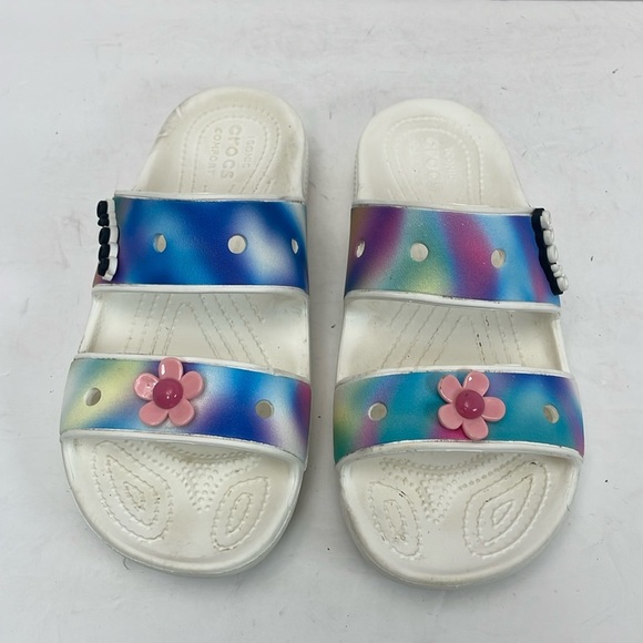 Classic Crocs women’s size 8 Solarized Sandal white tie dye slides - Picture 2 of 9